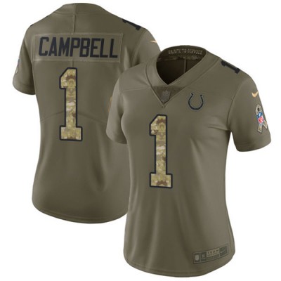Nike Indianapolis Colts #1 Parris Campbell OliveCamo Women's Stitched NFL Limited 2017 Salute To Service Jersey